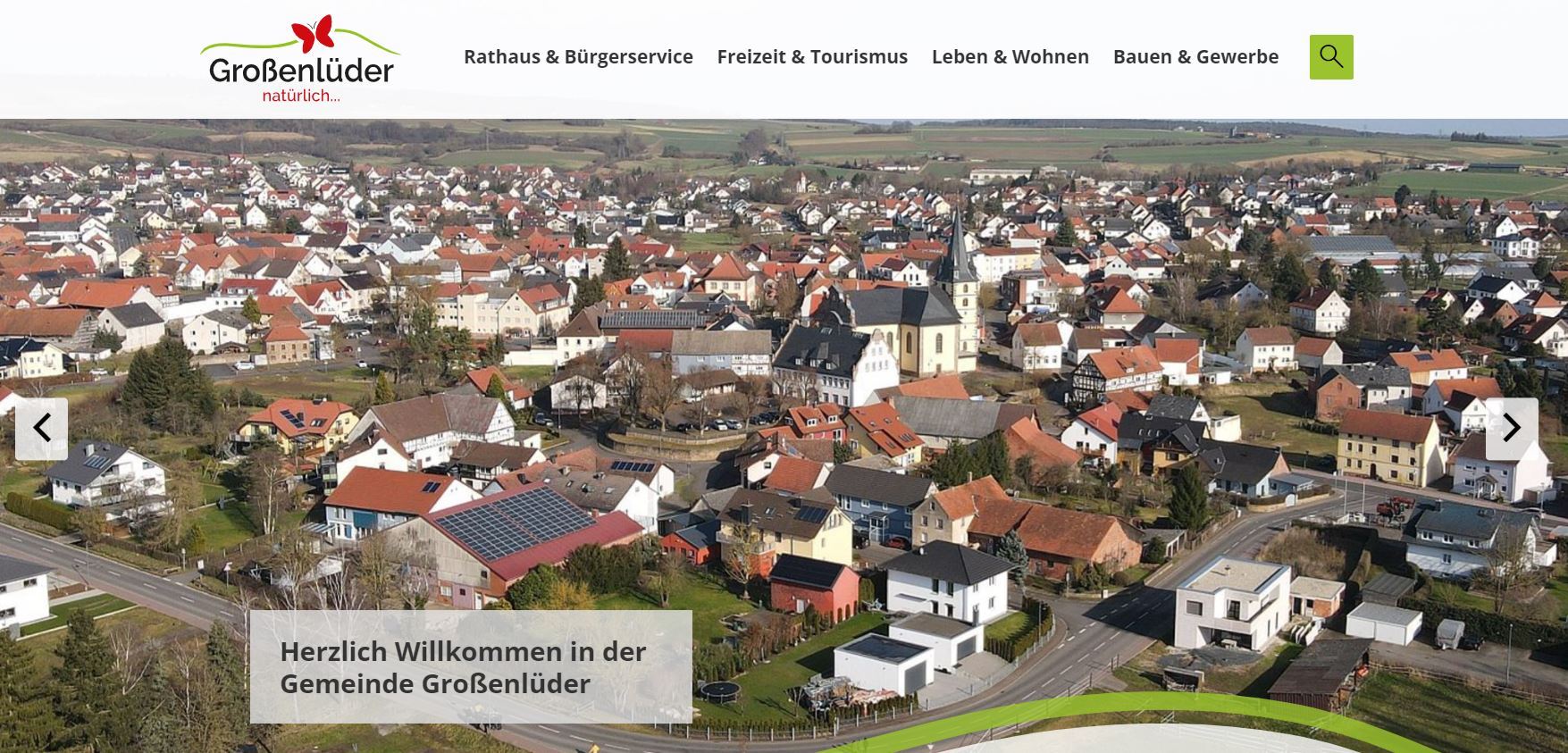 Screenshot der Startseite der neuen Homepage