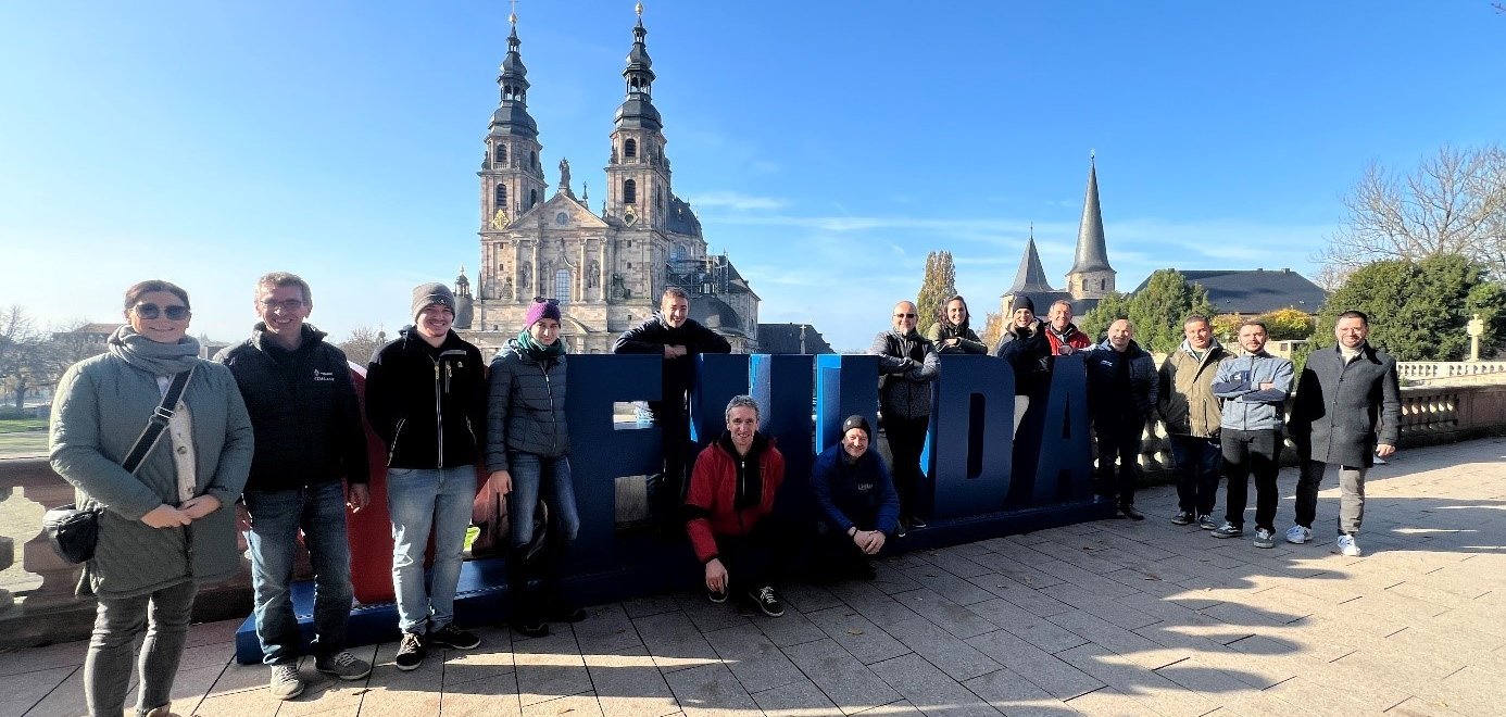 Musikverein Windischgarsten zu Besuch in Großenlüder anl. der Kirmes - Stadtrundgang in Fulda - 1. Beigeordnete Kathrina Hosenfeld (links), Bürgermeister Florian Fritzsch (rechts), Robert Rebhandl, Obmann des Musikvereins der Pfarrgemeinde Windischgarsten (3. v. r.)