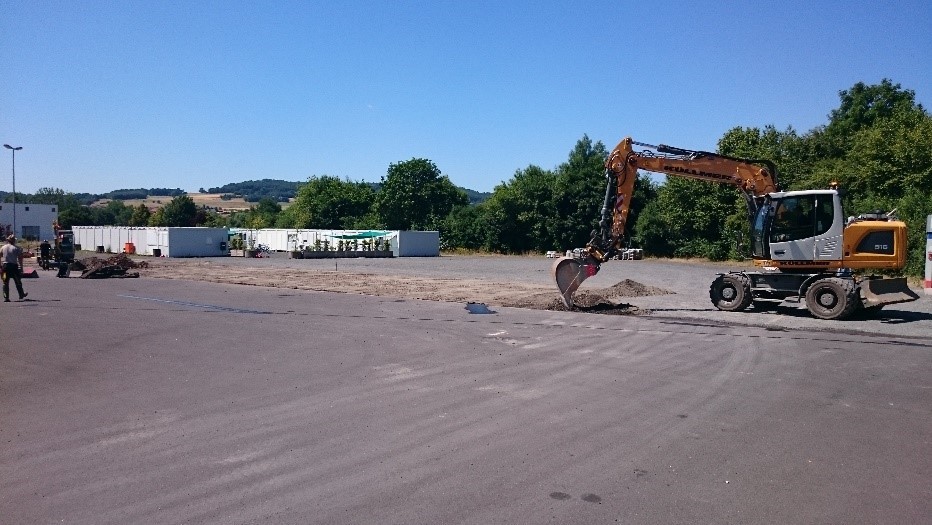 Straßenbauarbeiten am Pendlerparkplatz