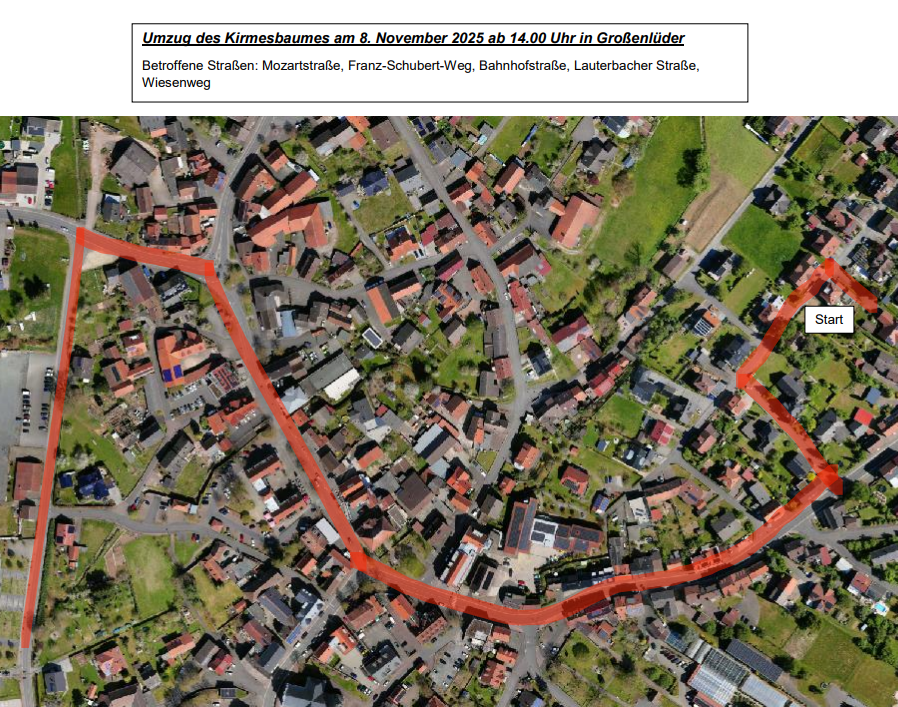 Kirmesumzug Verlauf Bild des Straßenumzugs der Kirmes