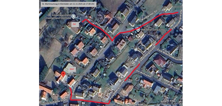 Straßenkarte des Martinsumzuges in Kleinlüder