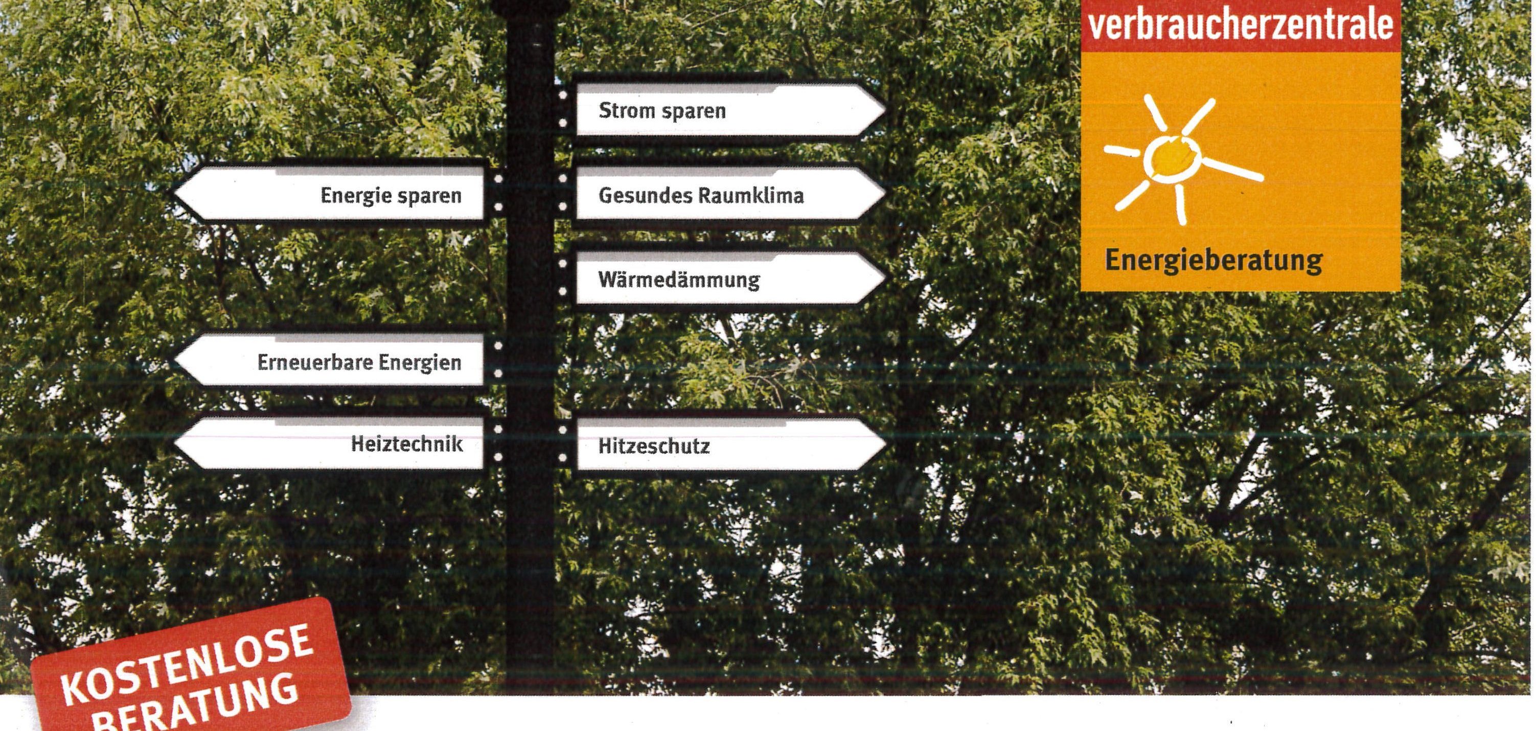 Hinweisschild als Symbol für die kostenlose Energieberatung der Verbraucherzentrale Hessen in Großenlüder