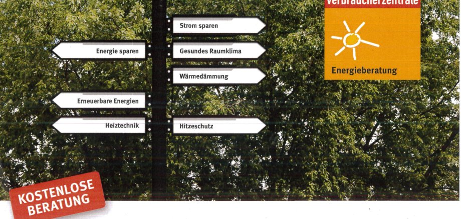 Hinweisschild als Symbol für die kostenlose Energieberatung der Verbraucherzentrale Hessen in Großenlüder
